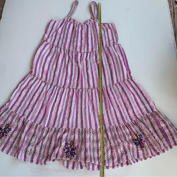 SundanceTank Dress Vería PL Boho Pink White Stripped Pockets Embroidered Summer - Picture 5 of 11